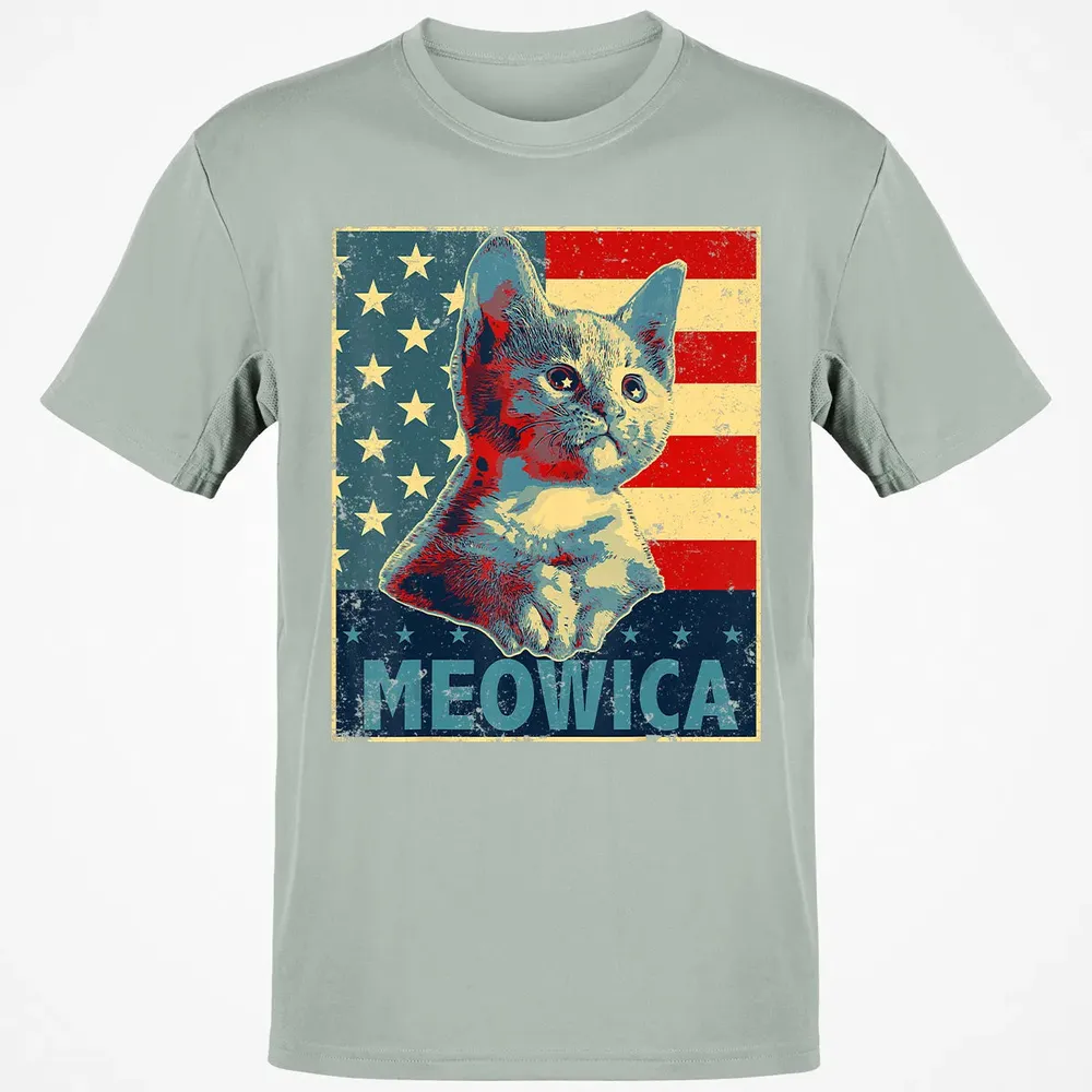 Meowica Cat 4th of July Patriotic American Flag Gift Women Classic Unisex T-Shirt - 3