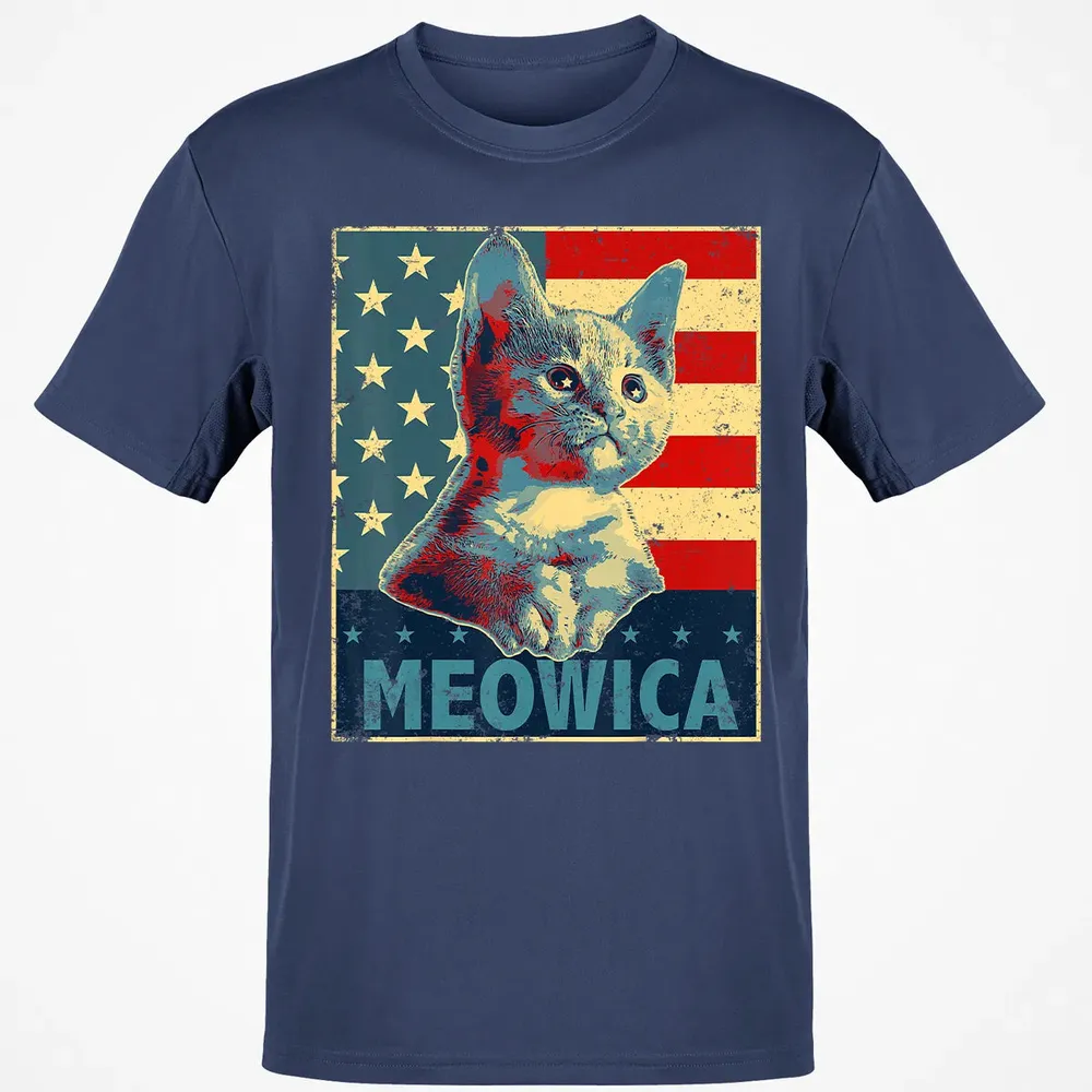 Meowica Cat 4th of July Patriotic American Flag Gift Women Classic Unisex T-Shirt - 8