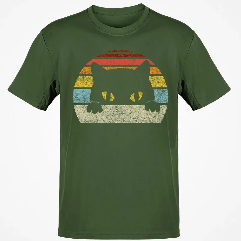Vintage Black Cat Lover, Retro Style Cats Gift Classic Unisex T-Shirt - 7