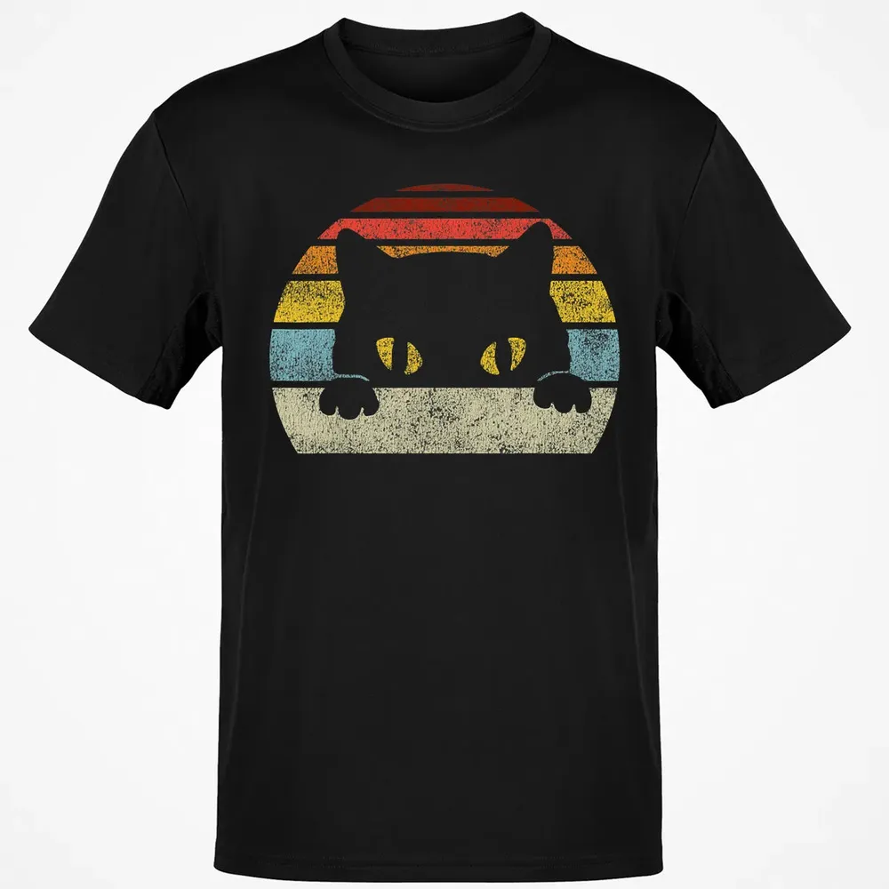 Vintage Black Cat Lover, Retro Style Cats Gift Classic Unisex T-Shirt - 2