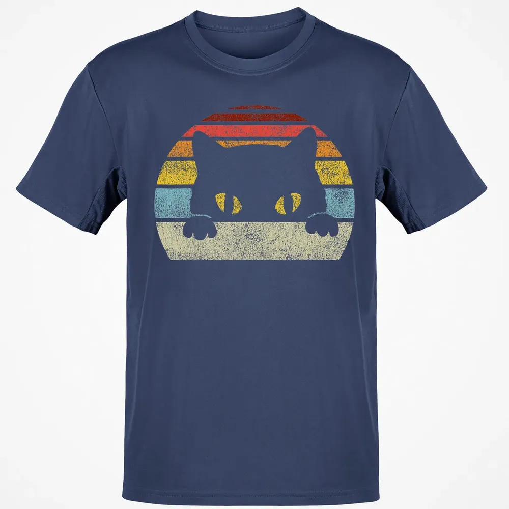 Vintage Black Cat Lover, Retro Style Cats Gift Classic Unisex T-Shirt - 8