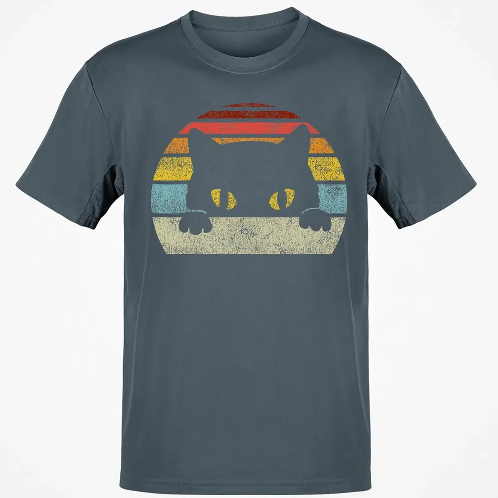 Vintage Black Cat Lover, Retro Style Cats Gift Classic Unisex T-Shirt - 4