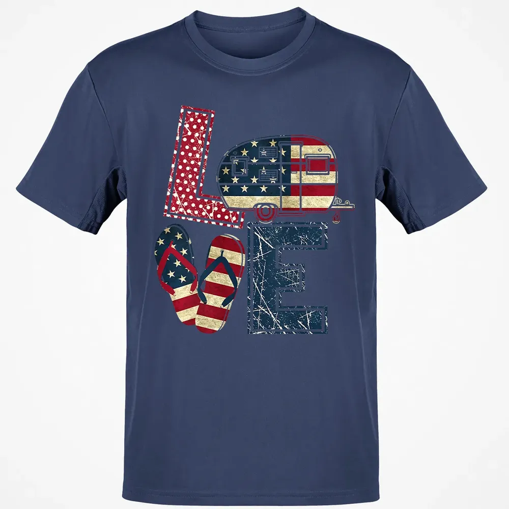 Womens Love Camping And Flip Flops 4th Of July Camper Women Classic Unisex T-Shirt - 8