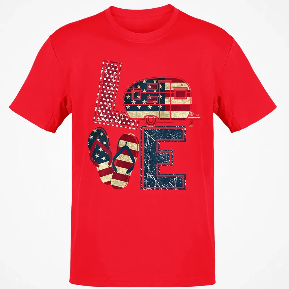 Womens Love Camping And Flip Flops 4th Of July Camper Women Classic Unisex T-Shirt - 11