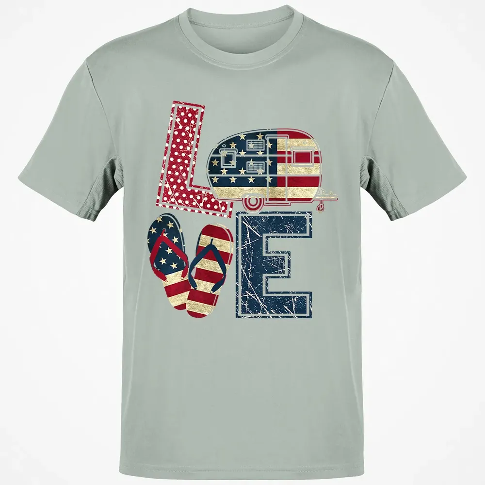 Womens Love Camping And Flip Flops 4th Of July Camper Women Classic Unisex T-Shirt - 3