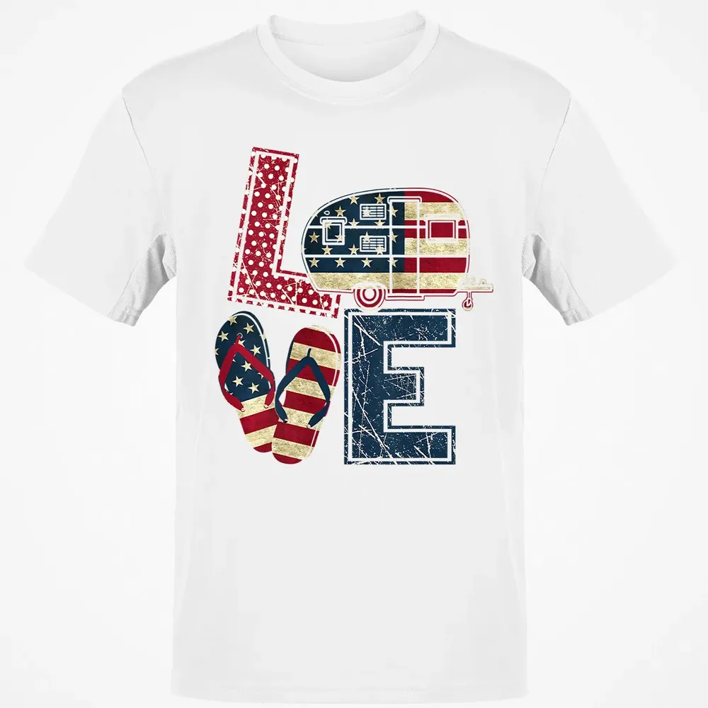 Womens Love Camping And Flip Flops 4th Of July Camper Women Classic Unisex T-Shirt - 13