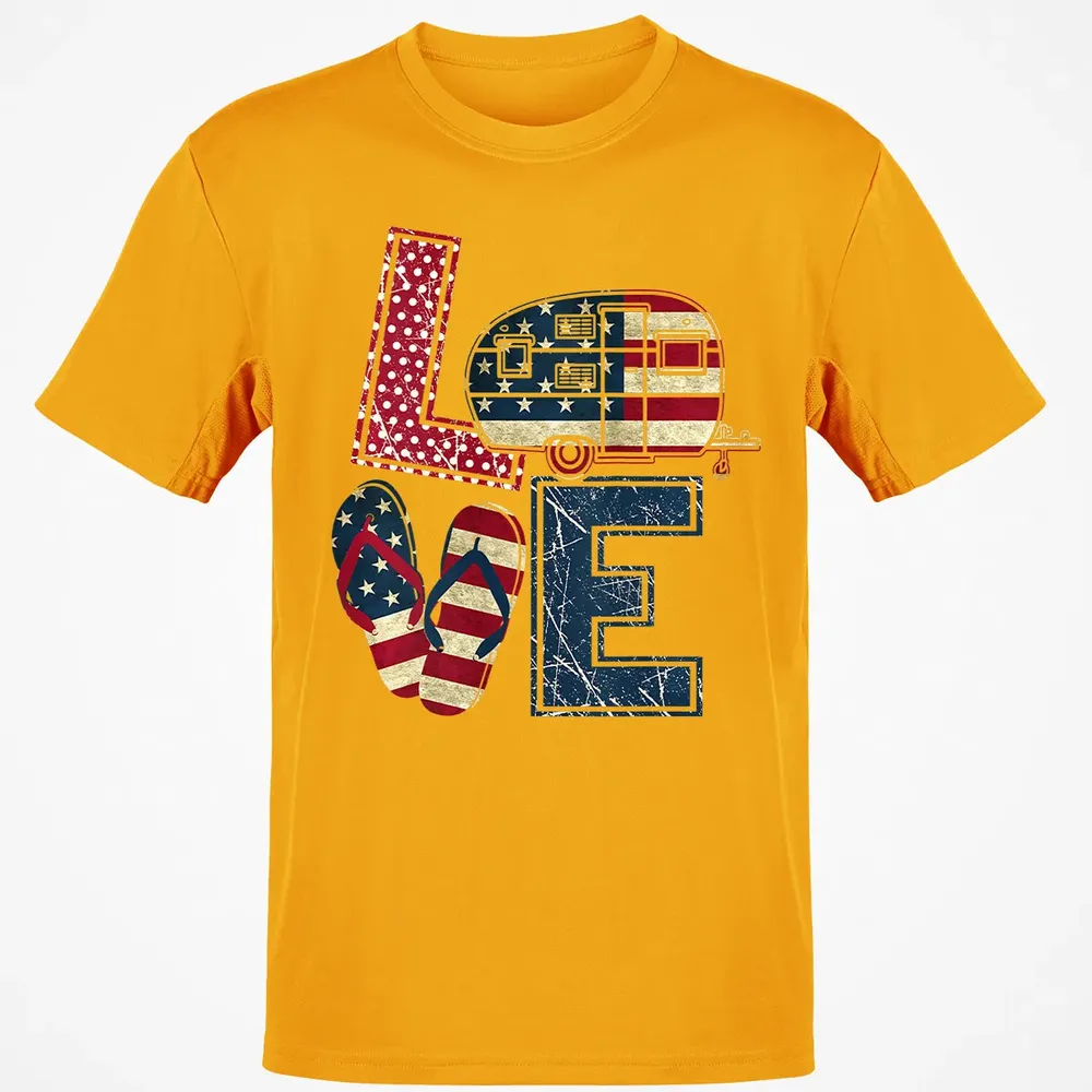 Womens Love Camping And Flip Flops 4th Of July Camper Women Classic Unisex T-Shirt - 5