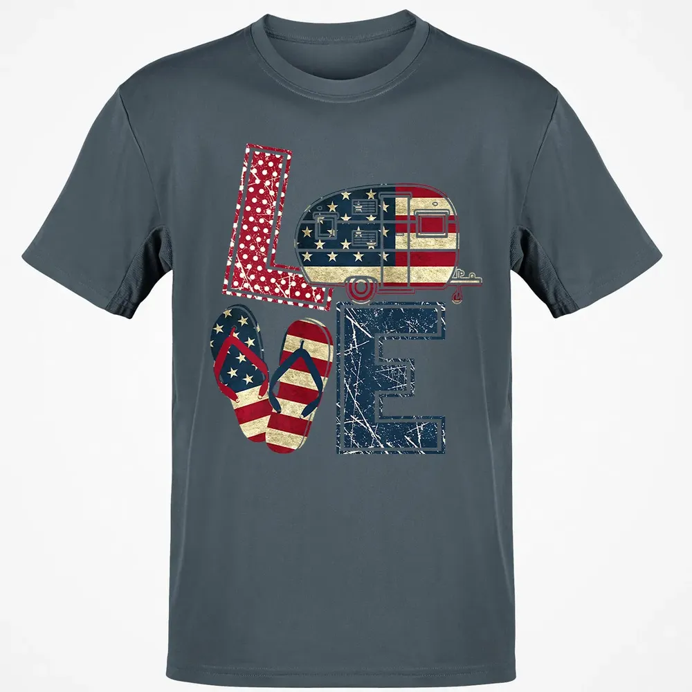 Womens Love Camping And Flip Flops 4th Of July Camper Women Classic Unisex T-Shirt - 4