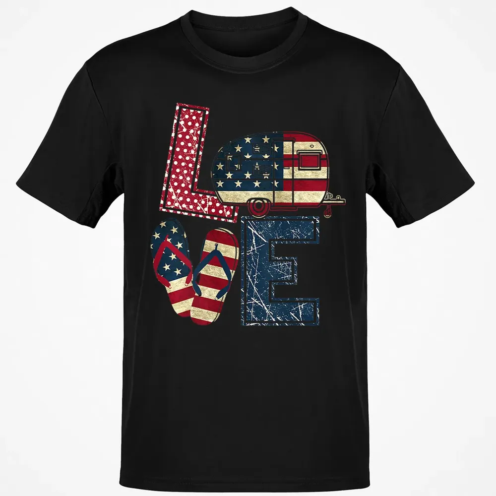 Womens Love Camping And Flip Flops 4th Of July Camper Women Classic Unisex T-Shirt - 2