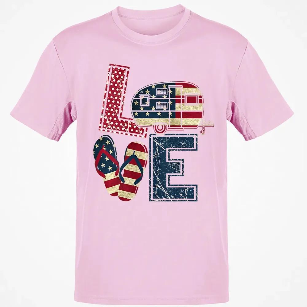 Womens Love Camping And Flip Flops 4th Of July Camper Women Classic Unisex T-Shirt - 6