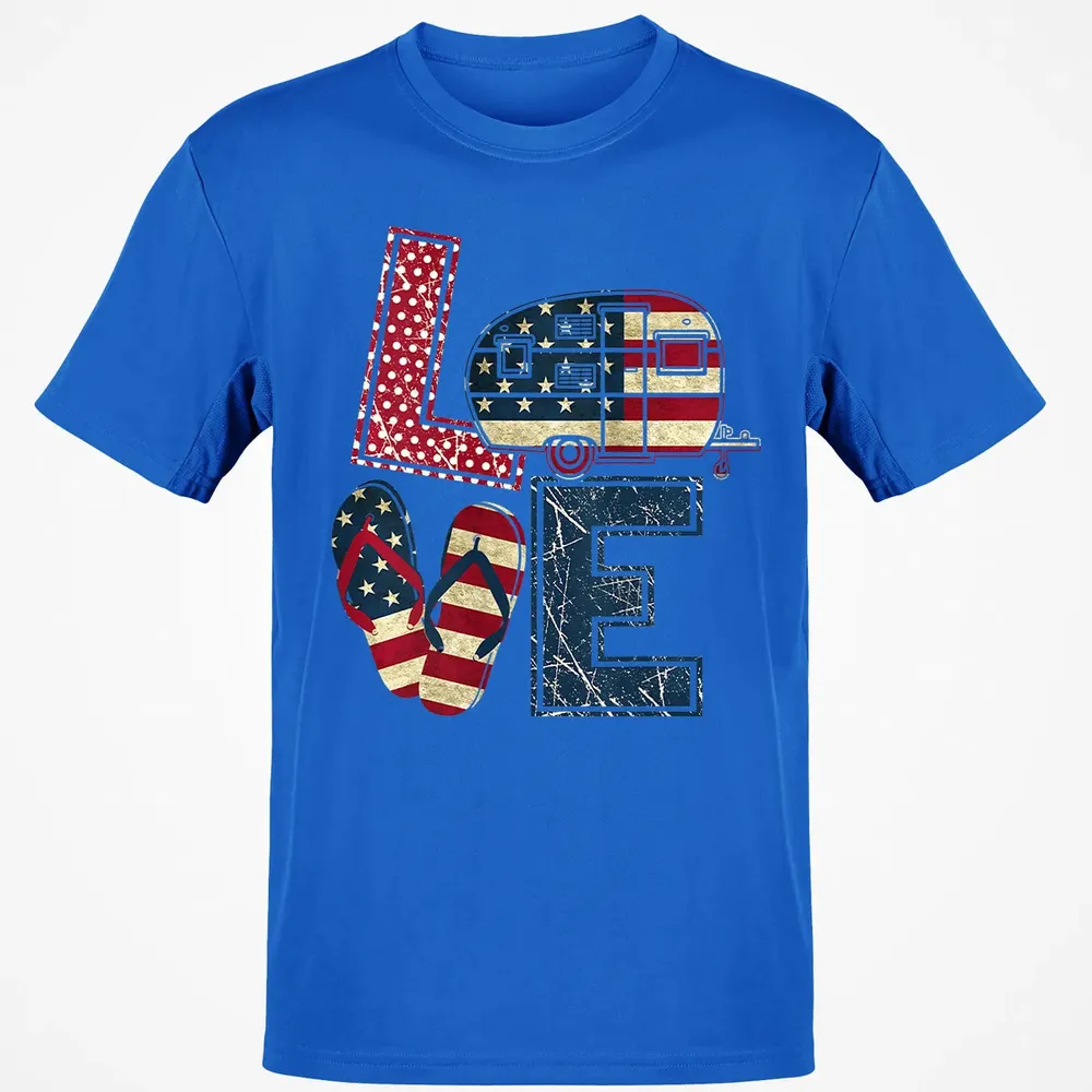 Womens Love Camping And Flip Flops 4th Of July Camper Women Classic Unisex T-Shirt - 12