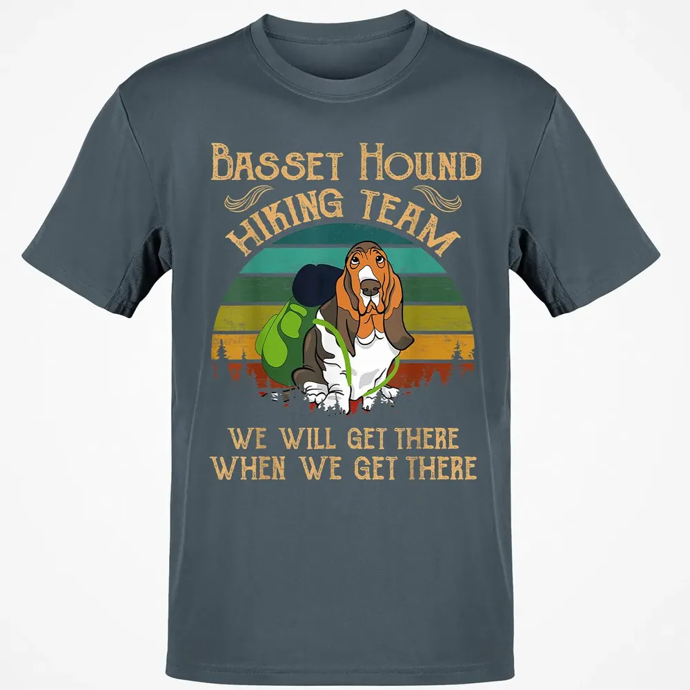 Basset Hound Hiking Team We Will Get There Vintage Classic Unisex T-Shirt - 4