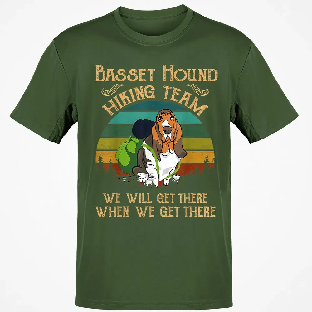 Basset Hound Hiking Team We Will Get There Vintage Classic Unisex T-Shirt - 7