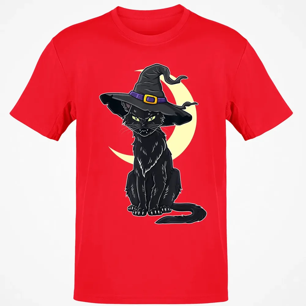 Halloween Scary Black Cat With Witch Hat Classic Unisex T-Shirt - 11