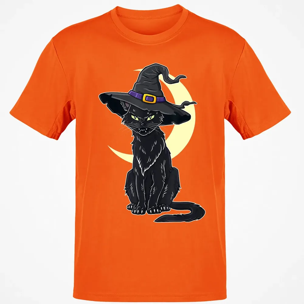 Halloween Scary Black Cat With Witch Hat Classic Unisex T-Shirt - 9