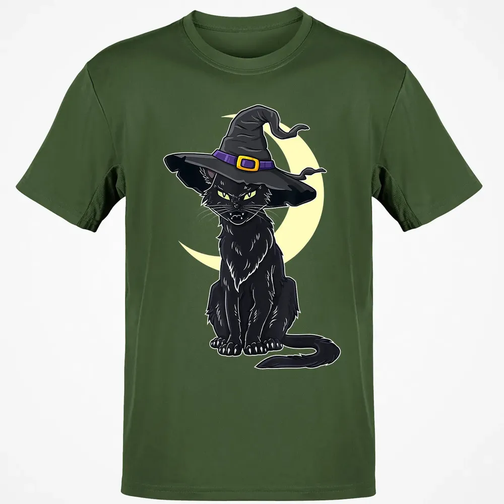 Halloween Scary Black Cat With Witch Hat Classic Unisex T-Shirt - 7