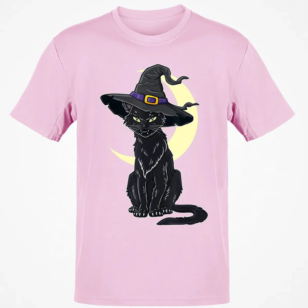 Halloween Scary Black Cat With Witch Hat Classic Unisex T-Shirt - 6