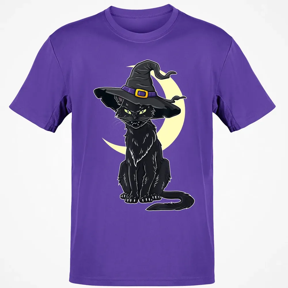 Halloween Scary Black Cat With Witch Hat Classic Unisex T-Shirt - 10