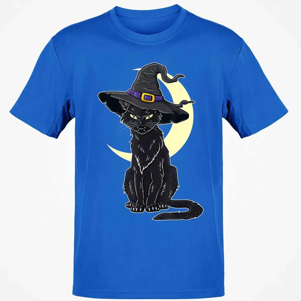 Halloween Scary Black Cat With Witch Hat Classic Unisex T-Shirt - 12