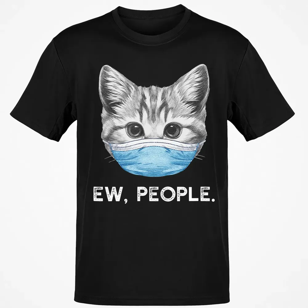 Ew People Cat Wearing Surgical Face Mask Cat Lover Gift Classic Unisex T-Shirt - 2