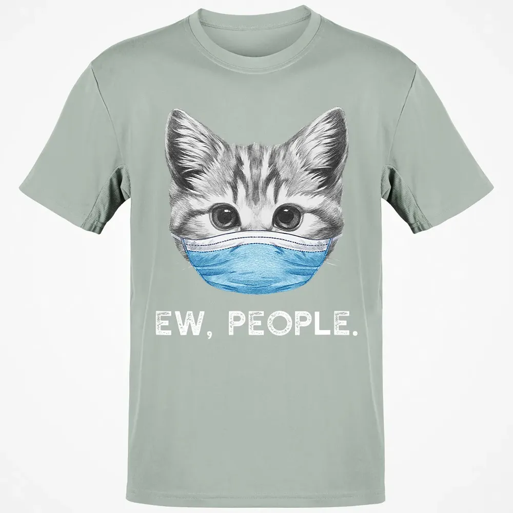 Ew People Cat Wearing Surgical Face Mask Cat Lover Gift Classic Unisex T-Shirt - 3