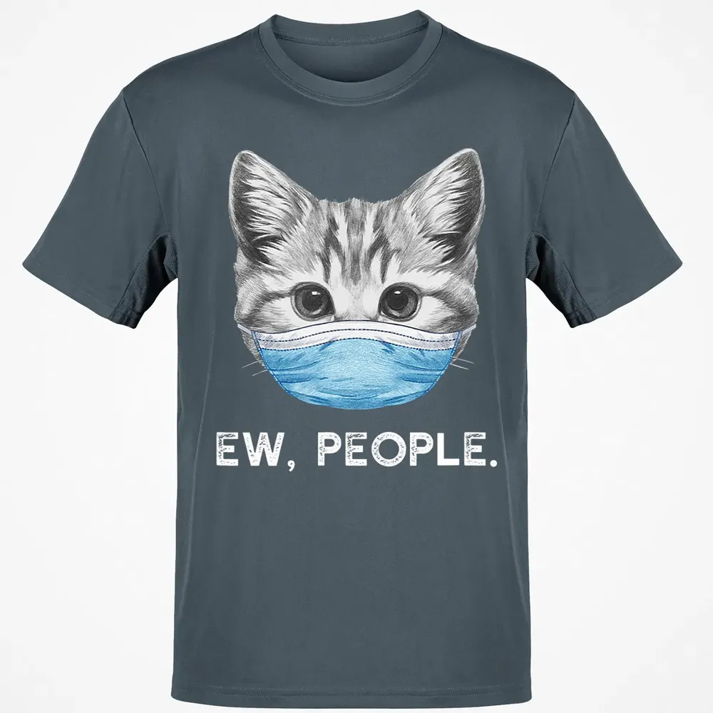 Ew People Cat Wearing Surgical Face Mask Cat Lover Gift Classic Unisex T-Shirt - 4