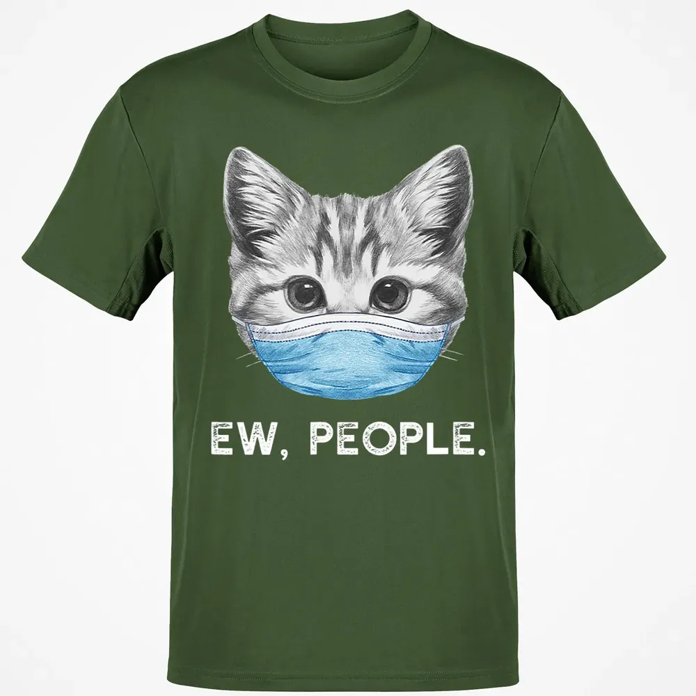 Ew People Cat Wearing Surgical Face Mask Cat Lover Gift Classic Unisex T-Shirt - 7