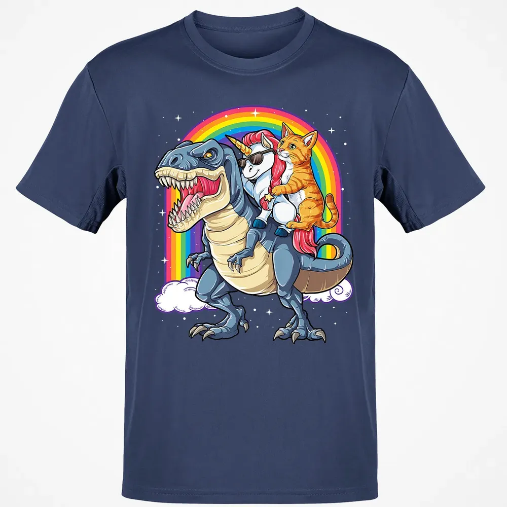 Cat Unicorn Dinosaur T rex  Kitten lover Space Galaxy Classic Unisex T-Shirt - 8