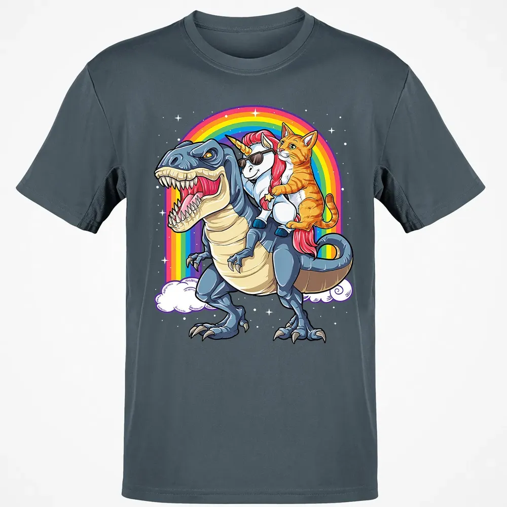 Cat Unicorn Dinosaur T rex  Kitten lover Space Galaxy Classic Unisex T-Shirt - 4