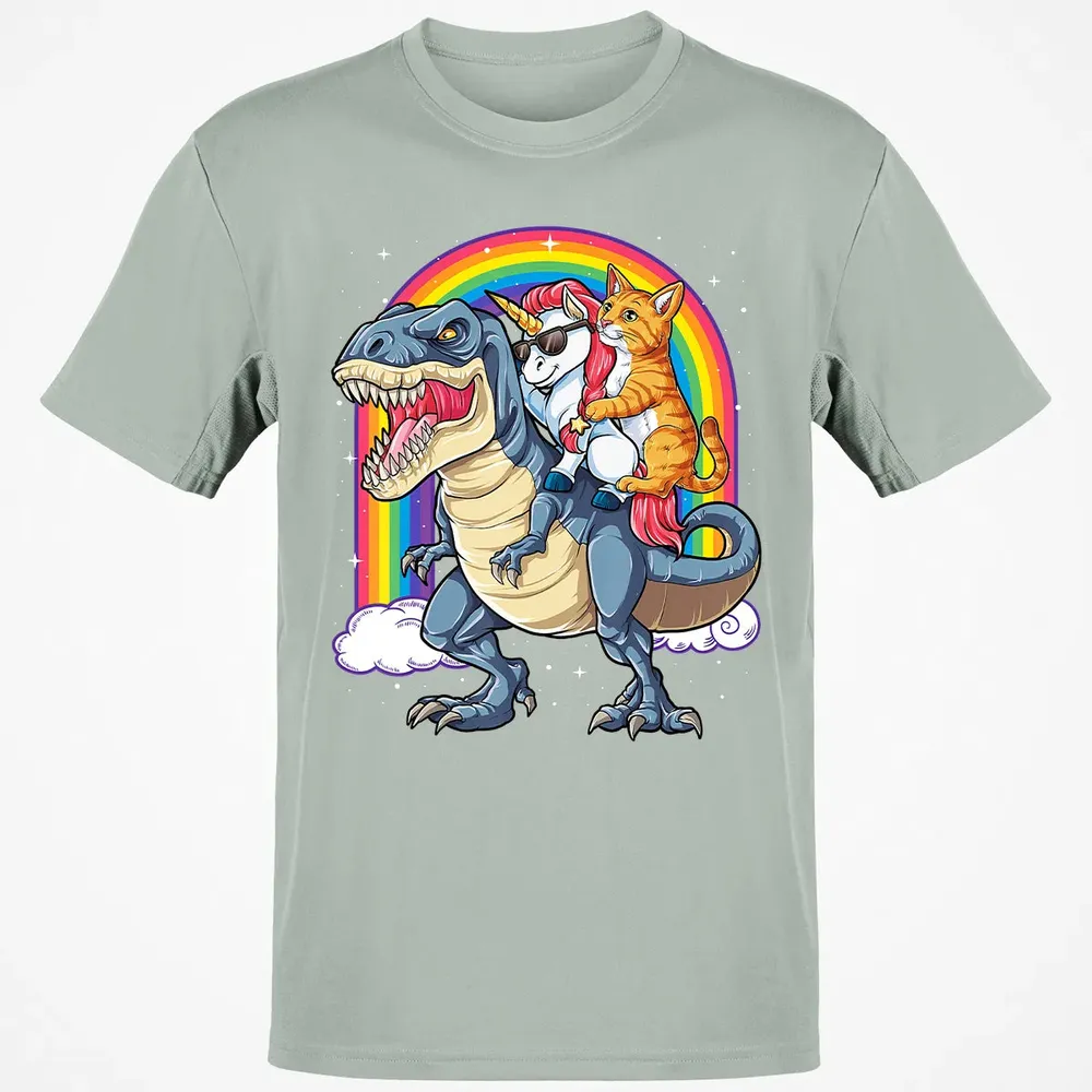 Cat Unicorn Dinosaur T rex  Kitten lover Space Galaxy Classic Unisex T-Shirt - 3
