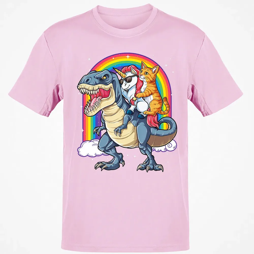 Cat Unicorn Dinosaur T rex  Kitten lover Space Galaxy Classic Unisex T-Shirt - 6