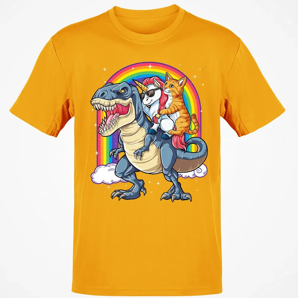 Cat Unicorn Dinosaur T rex  Kitten lover Space Galaxy Classic Unisex T-Shirt - 5