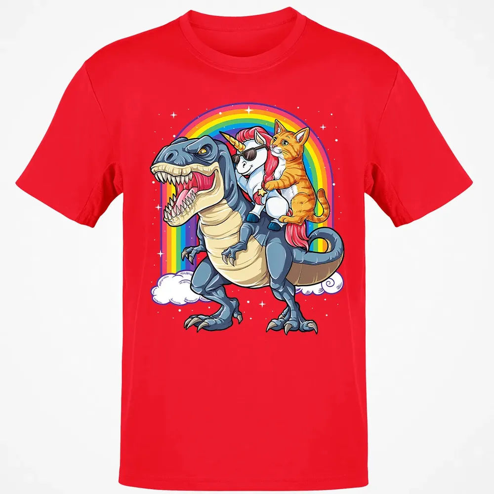 Cat Unicorn Dinosaur T rex  Kitten lover Space Galaxy Classic Unisex T-Shirt - 11
