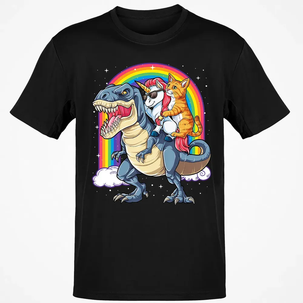Cat Unicorn Dinosaur T rex  Kitten lover Space Galaxy Classic Unisex T-Shirt - 2
