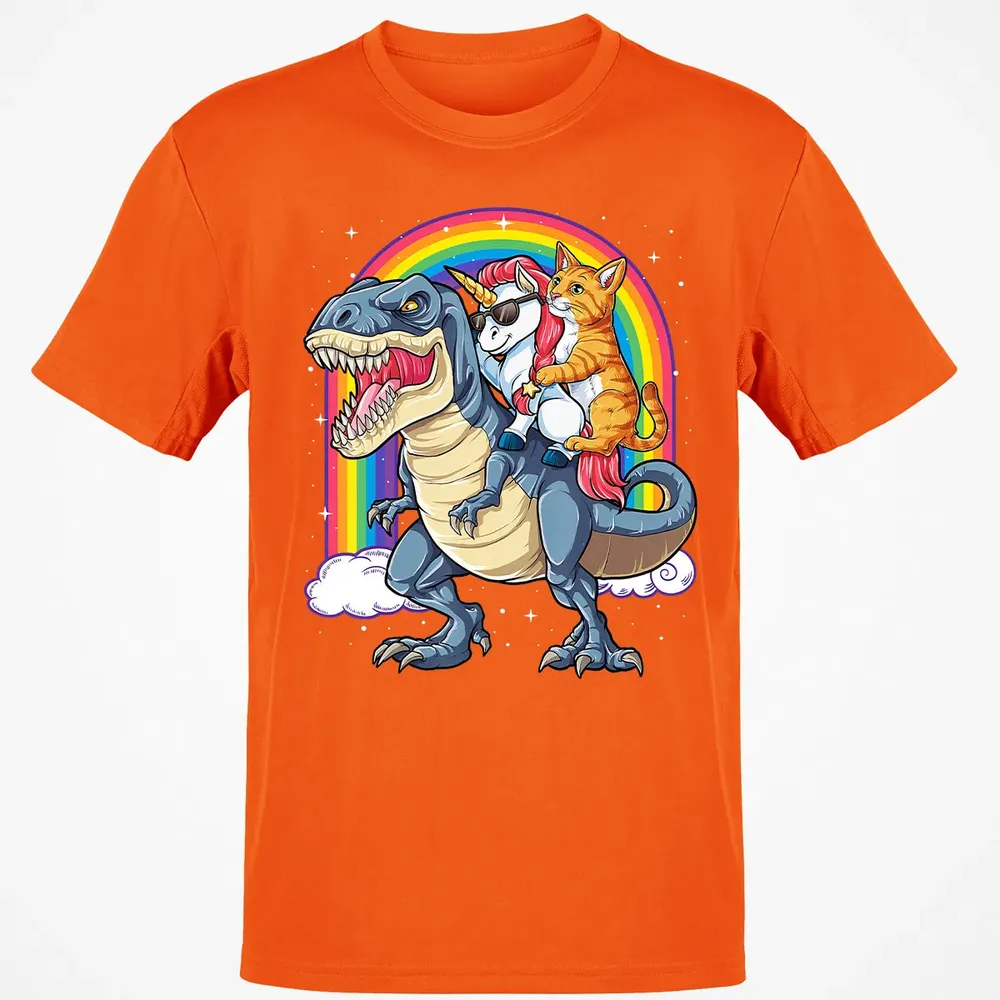 Cat Unicorn Dinosaur T rex  Kitten lover Space Galaxy Classic Unisex T-Shirt - 9