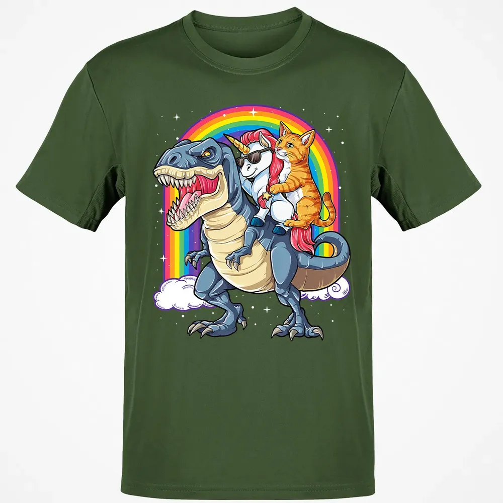 Cat Unicorn Dinosaur T rex  Kitten lover Space Galaxy Classic Unisex T-Shirt - 7