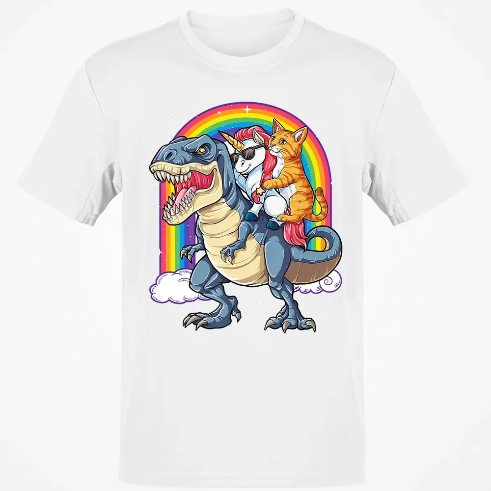 Cat Unicorn Dinosaur T rex  Kitten lover Space Galaxy Classic Unisex T-Shirt - 13