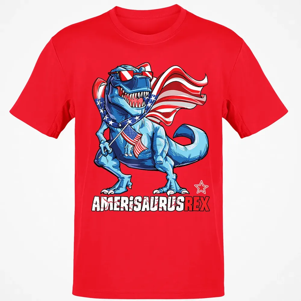 Dinosaur 4th of July  Kids Boys Men Amerisaurus T Rex Classic Unisex T-Shirt - 11