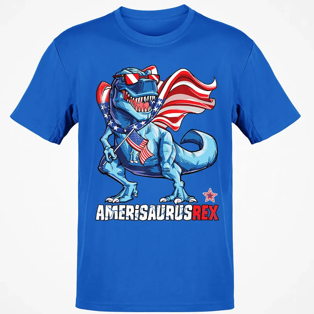 Dinosaur 4th of July  Kids Boys Men Amerisaurus T Rex Classic Unisex T-Shirt - 12