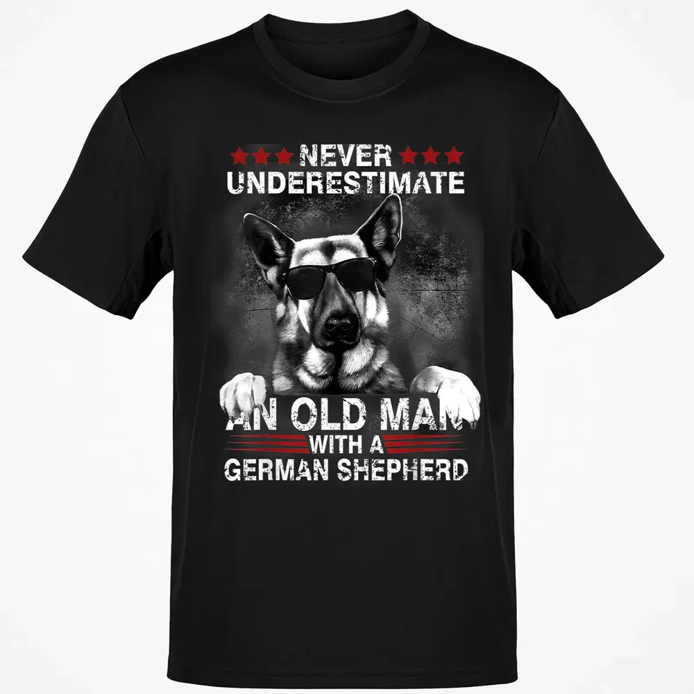 Never Underestimate An Old Man   German Shepherd Dog Classic Unisex T-Shirt - 2