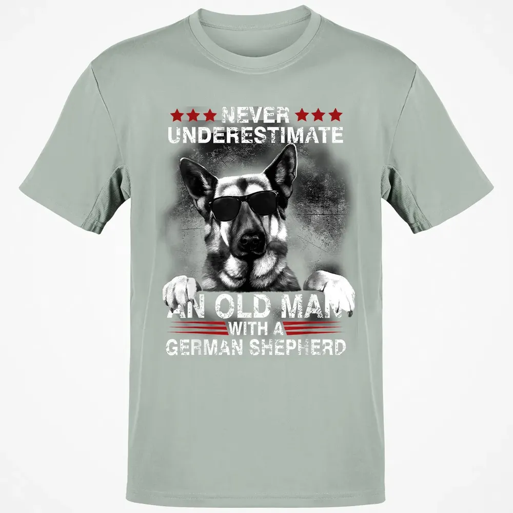 Never Underestimate An Old Man   German Shepherd Dog Classic Unisex T-Shirt - 3