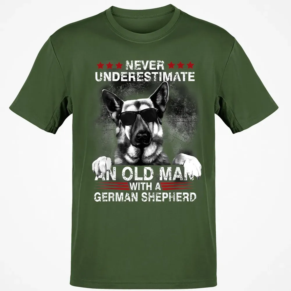 Never Underestimate An Old Man   German Shepherd Dog Classic Unisex T-Shirt - 7