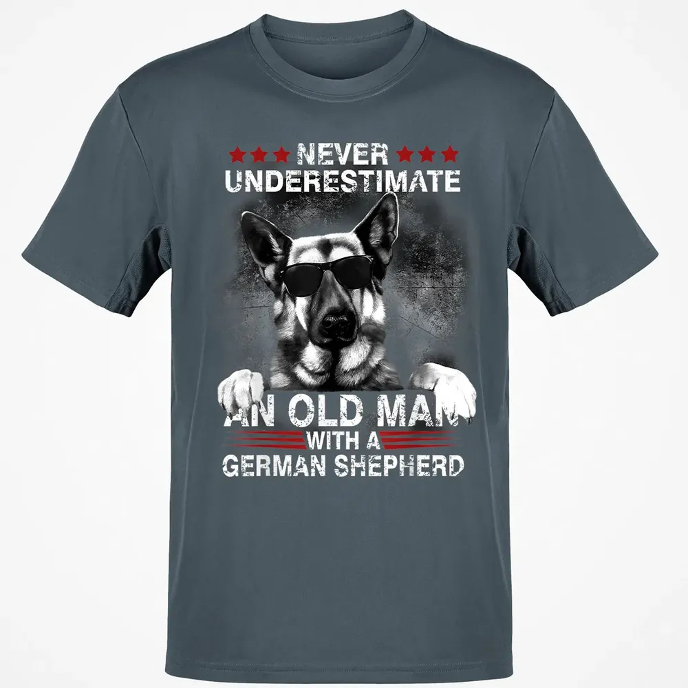 Never Underestimate An Old Man   German Shepherd Dog Classic Unisex T-Shirt - 4