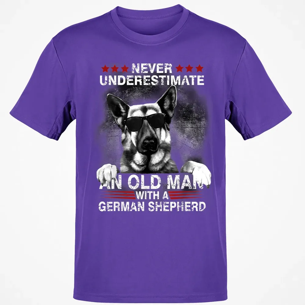 Never Underestimate An Old Man   German Shepherd Dog Classic Unisex T-Shirt - 10