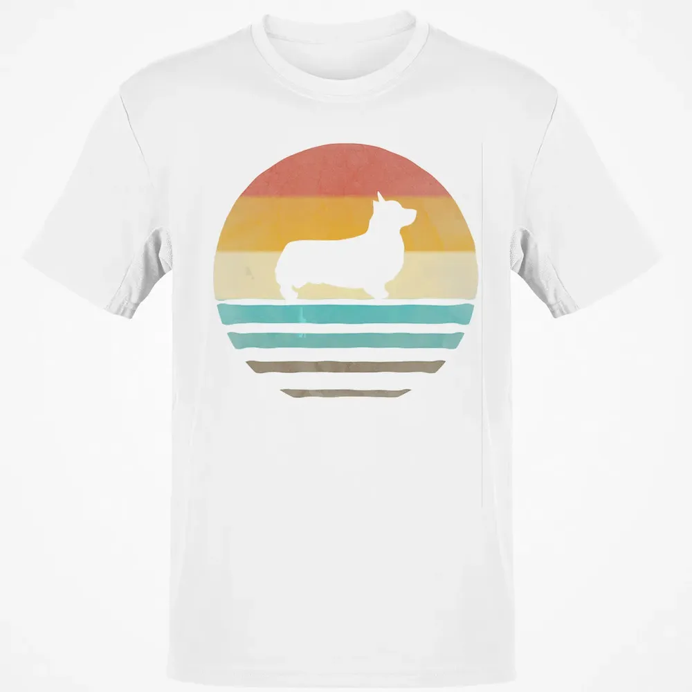 Corgi Dog Retro Vintage 60s 70s Silhouette Breed Funny Gift Classic Unisex T-Shirt - 13