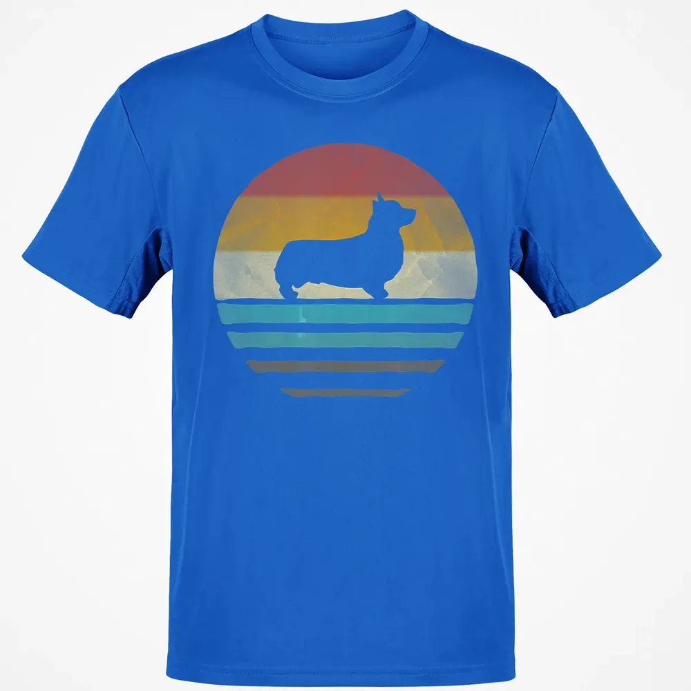 Corgi Dog Retro Vintage 60s 70s Silhouette Breed Funny Gift Classic Unisex T-Shirt - 12