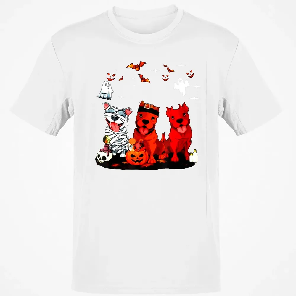 Pitbull Dog with Candy Pumpkin   Pitbull Halloween Classic Unisex T-Shirt - 13