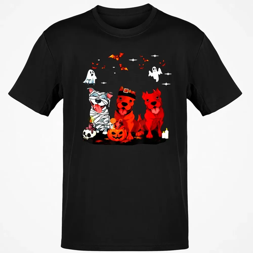 Pitbull Dog with Candy Pumpkin   Pitbull Halloween Classic Unisex T-Shirt - 2