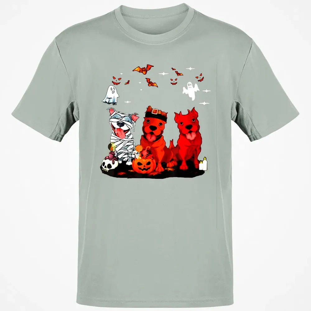 Pitbull Dog with Candy Pumpkin   Pitbull Halloween Classic Unisex T-Shirt - 3