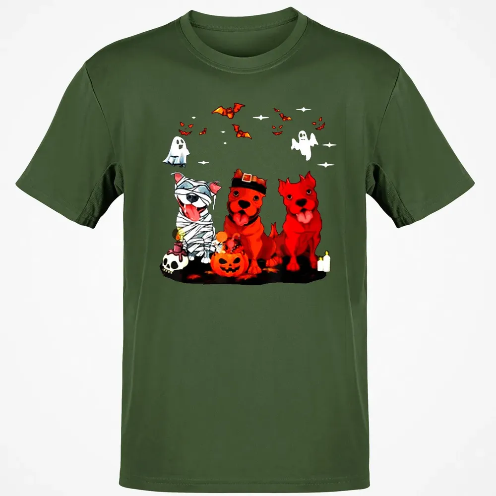 Pitbull Dog with Candy Pumpkin   Pitbull Halloween Classic Unisex T-Shirt - 7